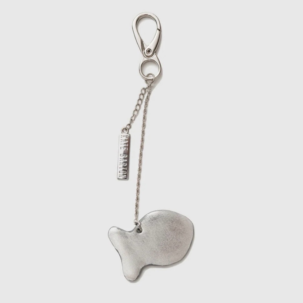 Kate Barton x Goldfish chrome leather bag charm keychain